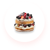 Stack of brownies with cream and berries